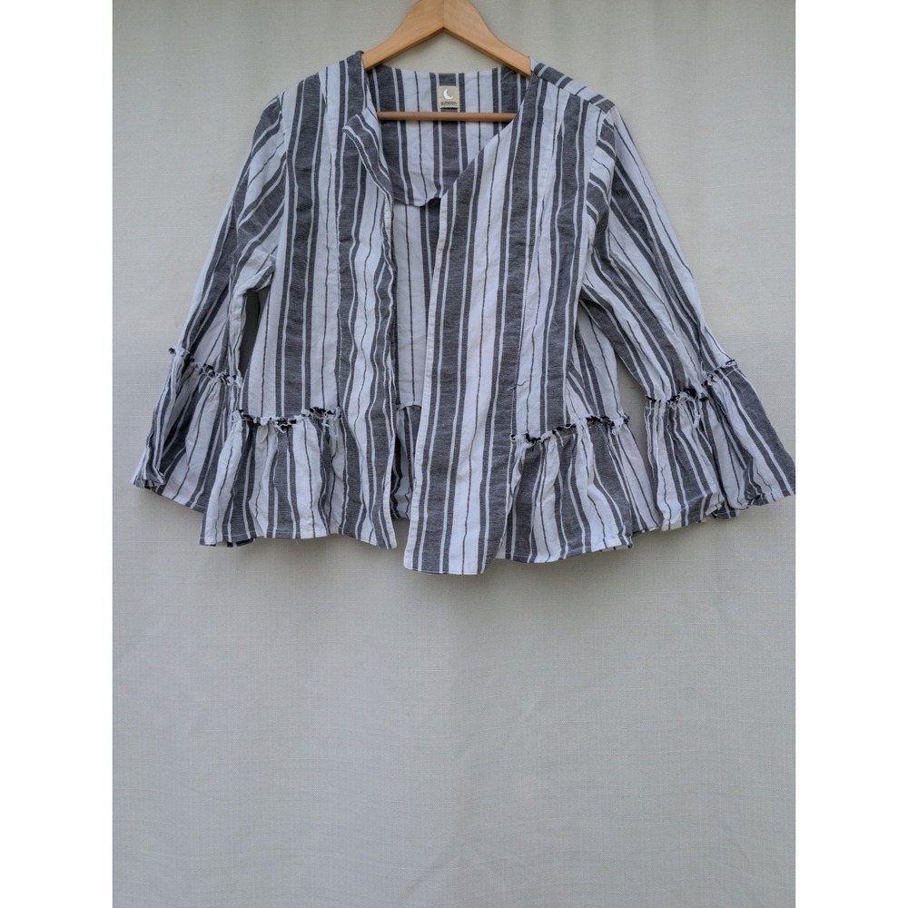 a moon Bell Sleeve Peplum Open‎ Front Kimono Jacket Womens OS Raw Edge Lagenlook